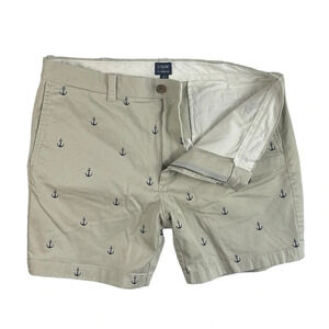 SH747 Men’s J. Crew Preppy 7” Inseam Anchor Flat Front Chino Shorts 35